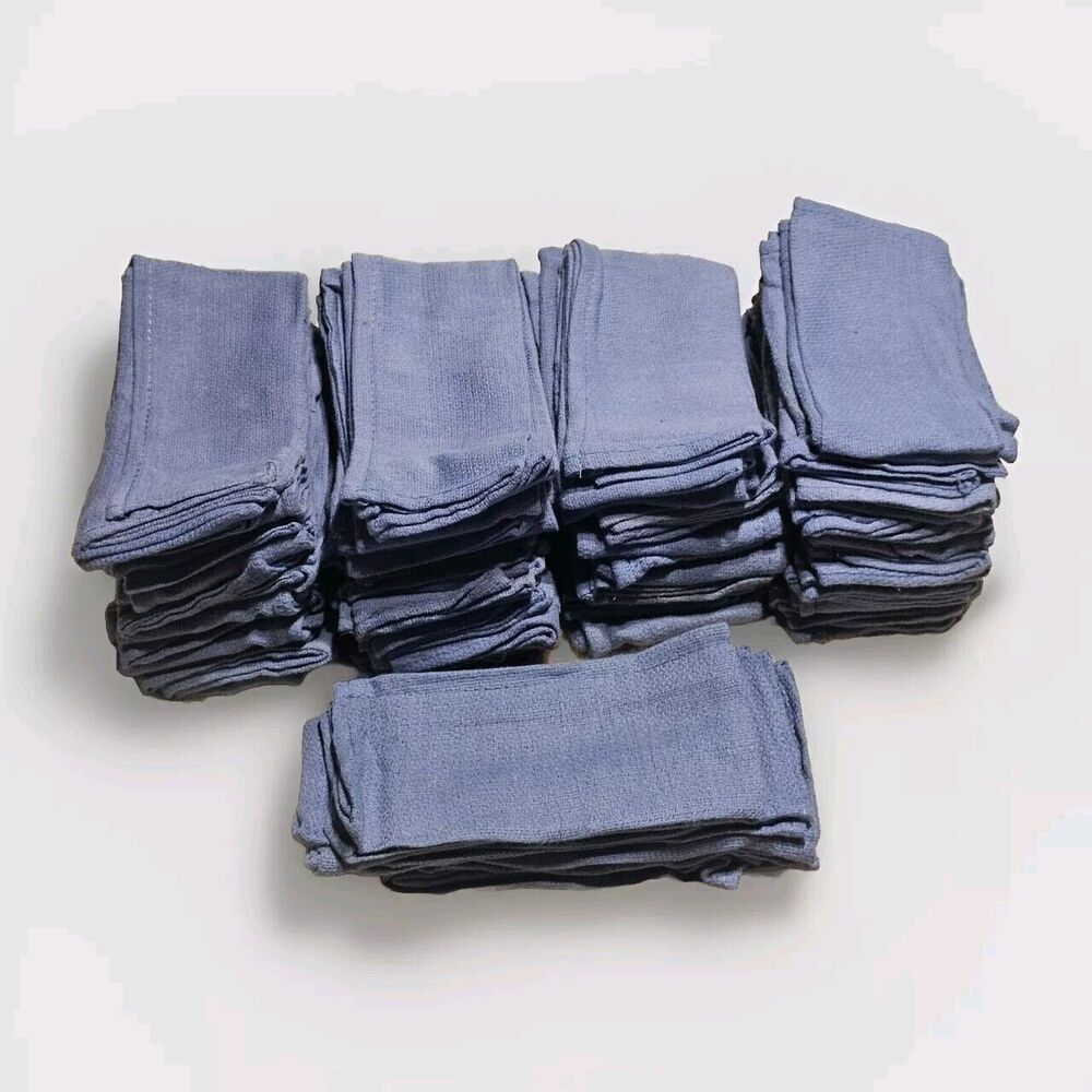 Huck Cleaning Towels 44 Pack Blue Reusable Low-Lint Surgical Cotton Cloth 15x15"